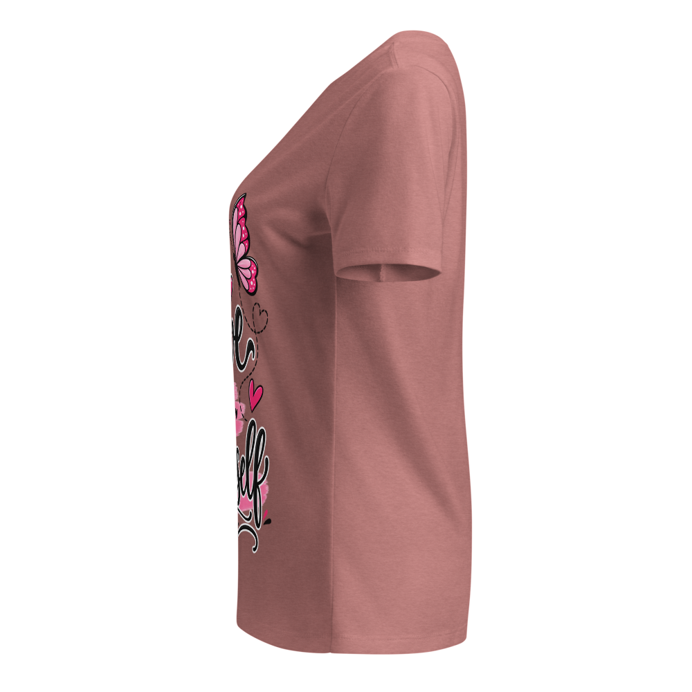 Love Yourself Butterfly Floral V-Neck T-Shirt | Se thumbnail 3