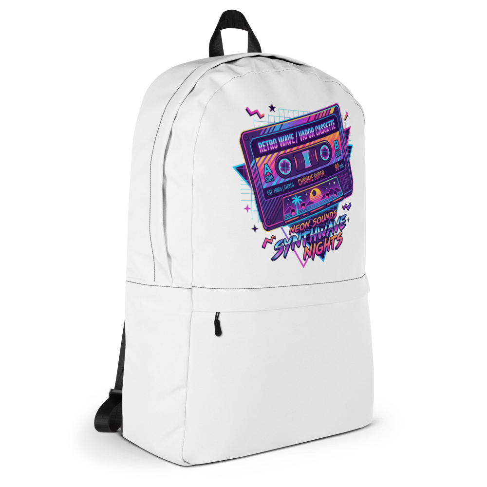 Retro 80s Music Cassette Neon Vaporwave Backpack thumbnail 4