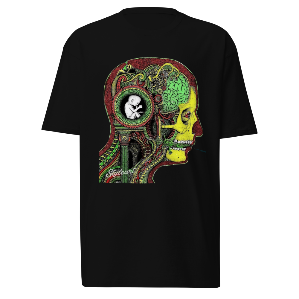 Cyber Skull Mind Graphic Premium Heavyweight T-Shi