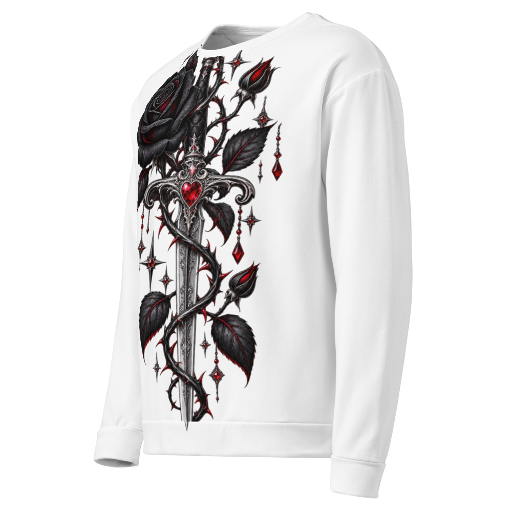 Gothic Black Rose and Dagger Sweatshirt thumbnail 4