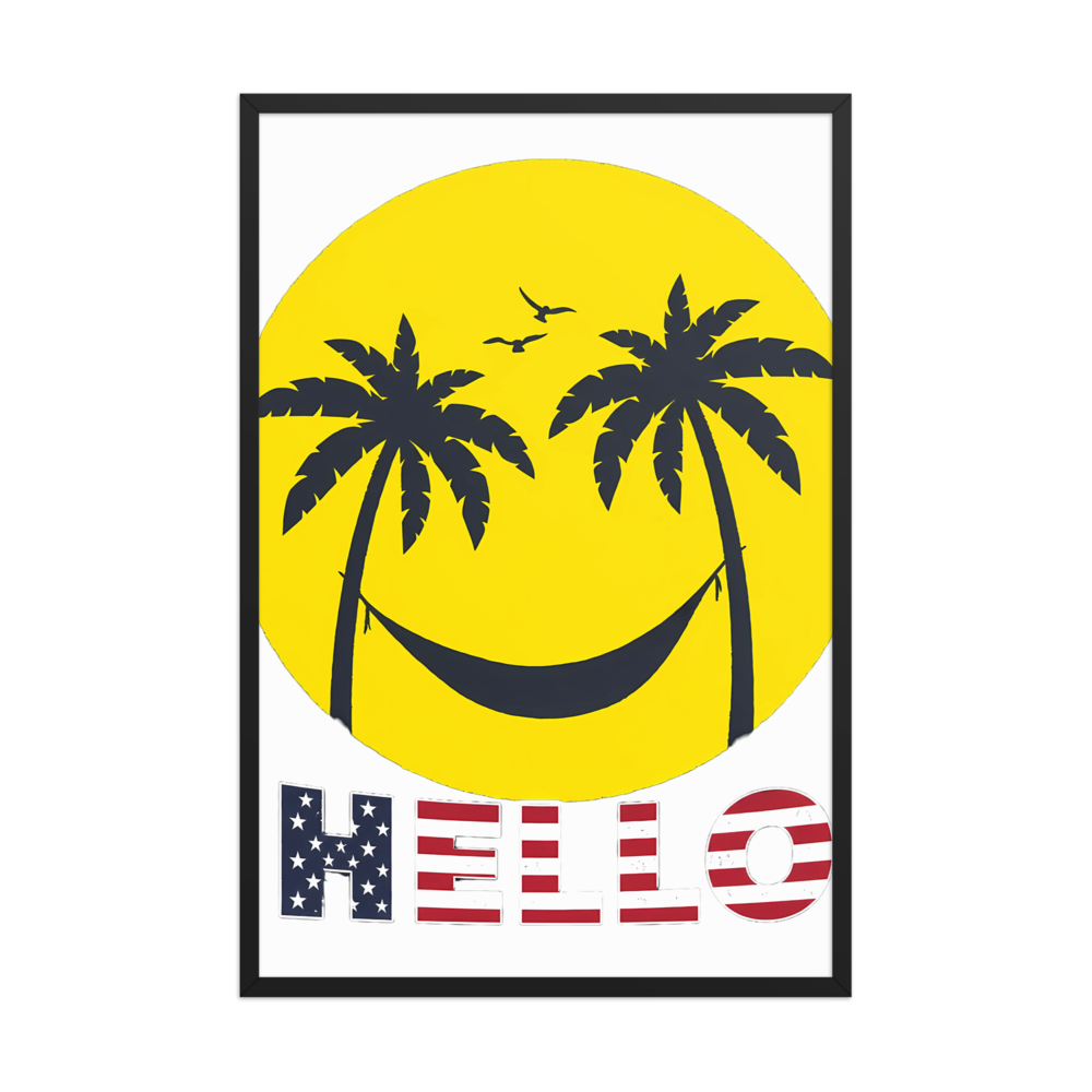 Hello Summer Tropical Palm Trees American Flag Bea thumbnail 2
