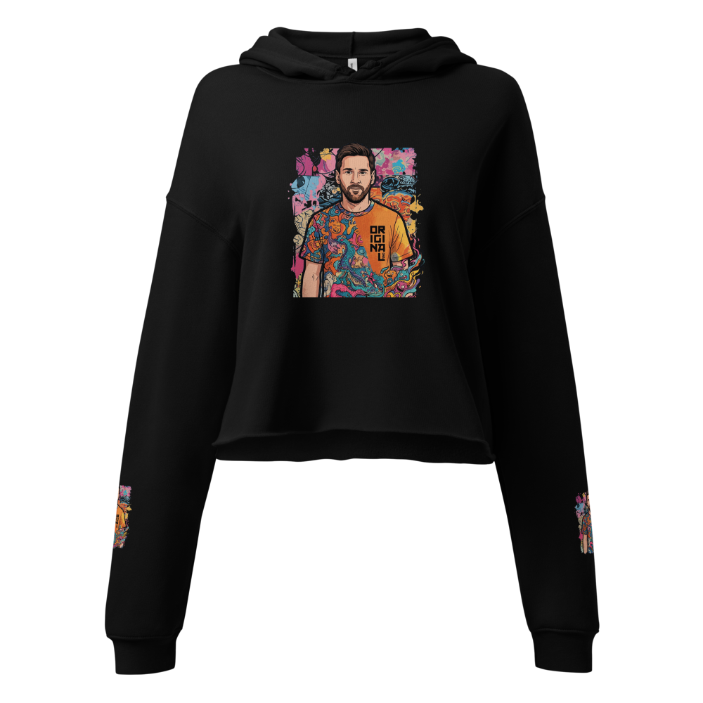 Beautiful black hoodie for women messi print thumbnail 2