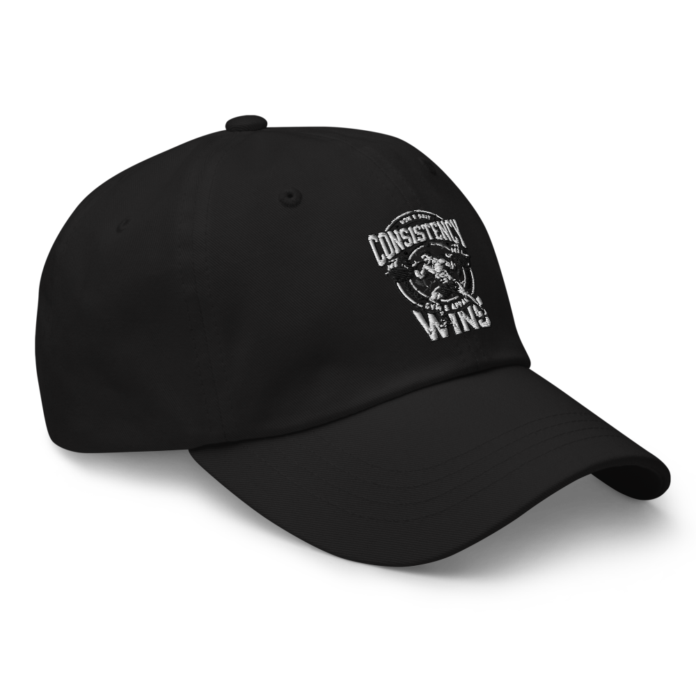 Consistency Win Motivational Embroidered Black Cap thumbnail 3