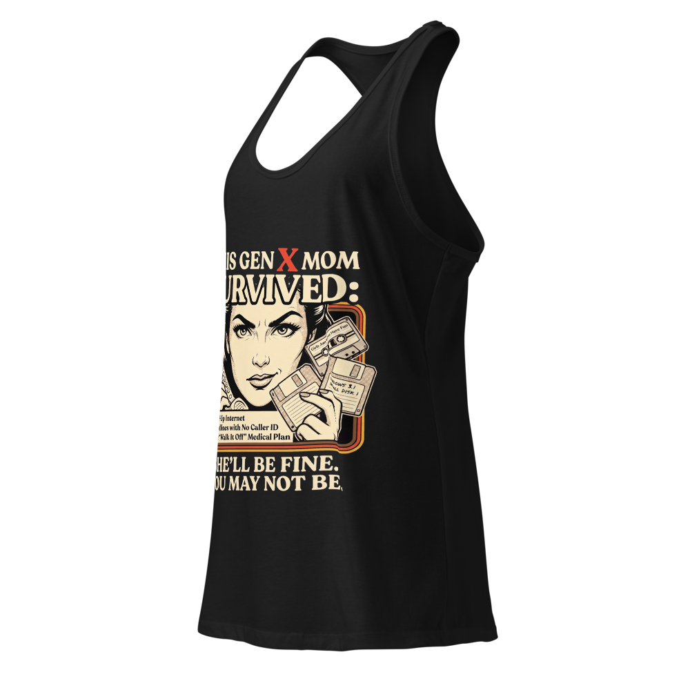"This Gen X Mom Survived.." Women's Racerback Tank thumbnail 3