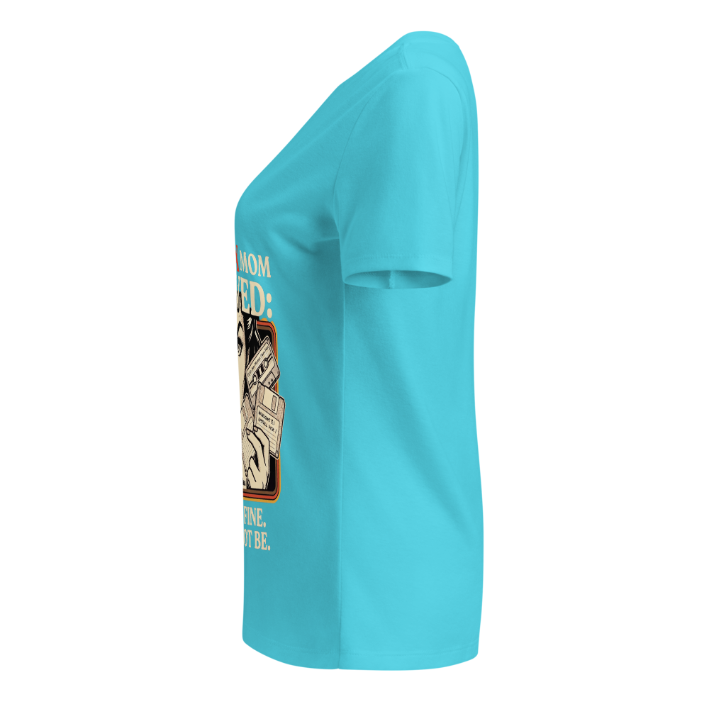 "This Gen X Mom Survived..." Turquoise V-Neck Tee thumbnail 3