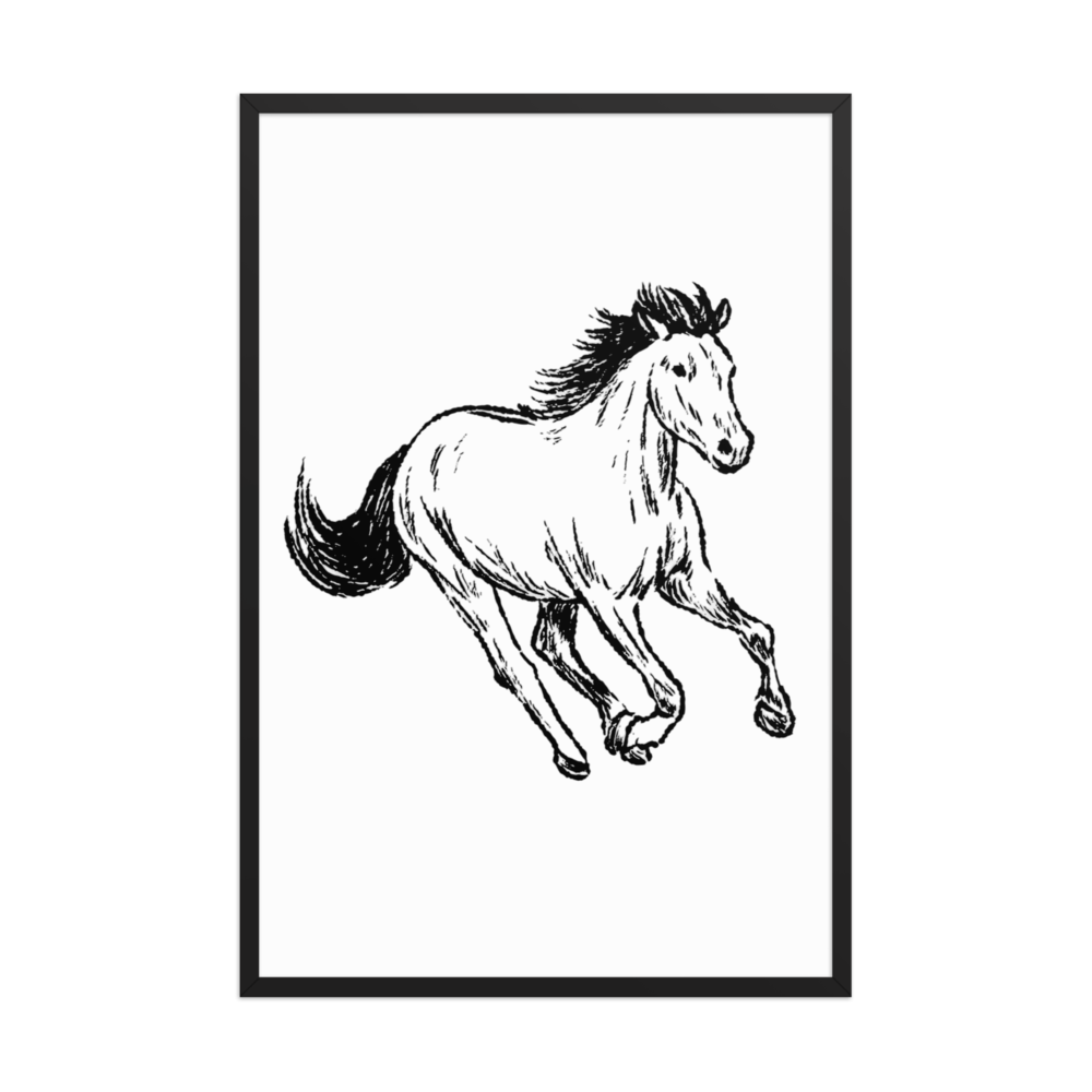 MS Vintage Wild Horse Sketch Framed Poster thumbnail 2