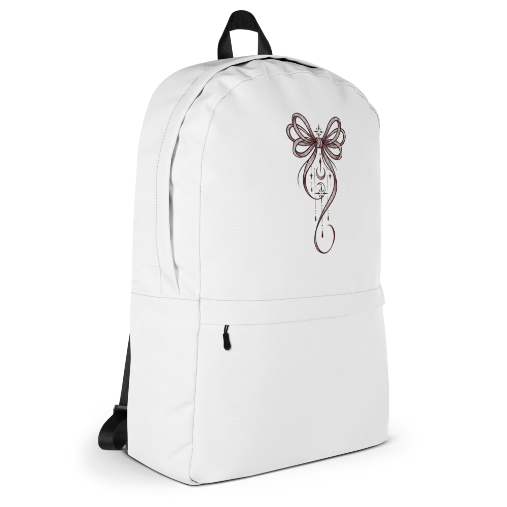 Pink Ribbon on All-Over Print White Backpack thumbnail 4