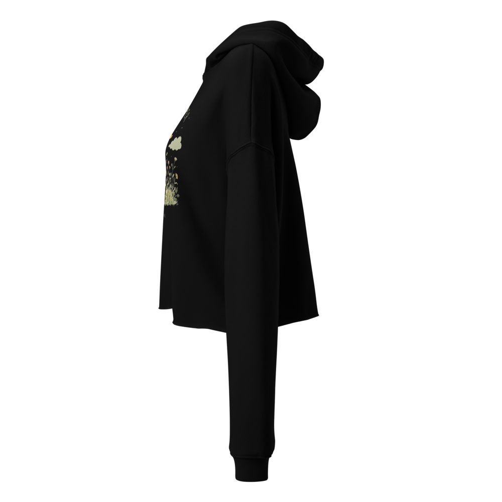 Cute Black Cat Graphic Cropped Hoodie thumbnail 2