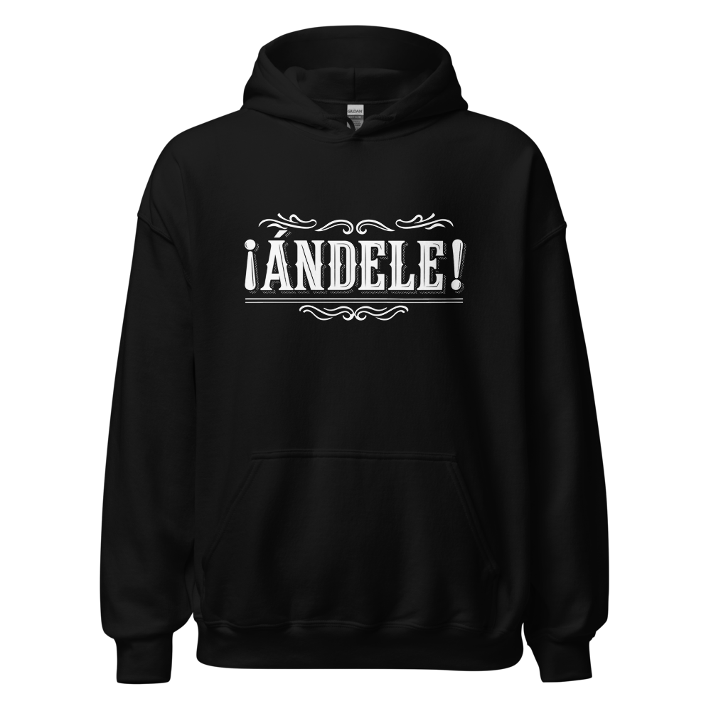 ¡Ándele! Black Hoodie with Centered Logo