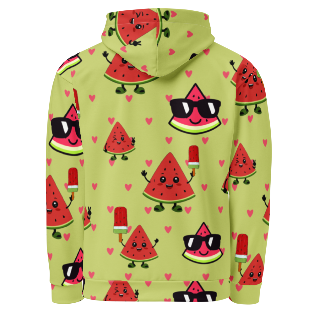 Cute Watermelon Pattern All-Over Print Hoodie thumbnail 3
