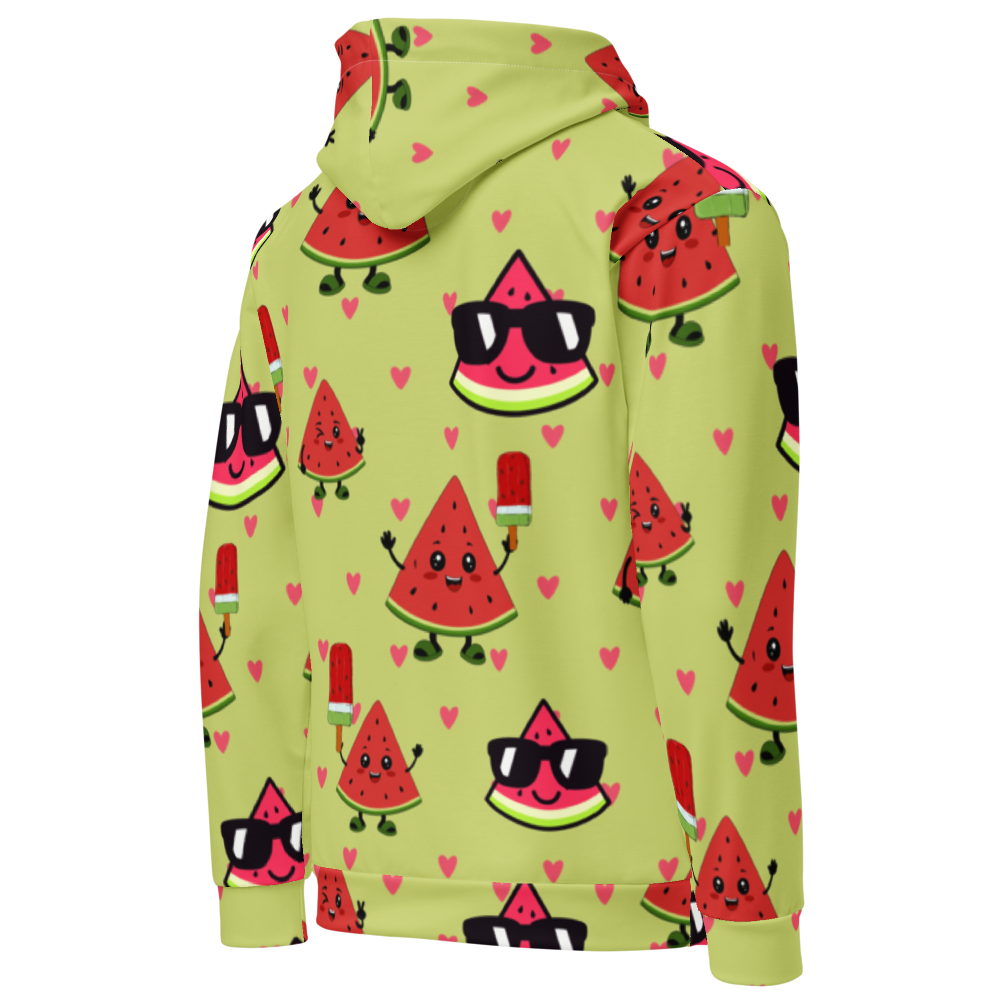 Cute Watermelon Pattern All-Over Print Hoodie thumbnail 4