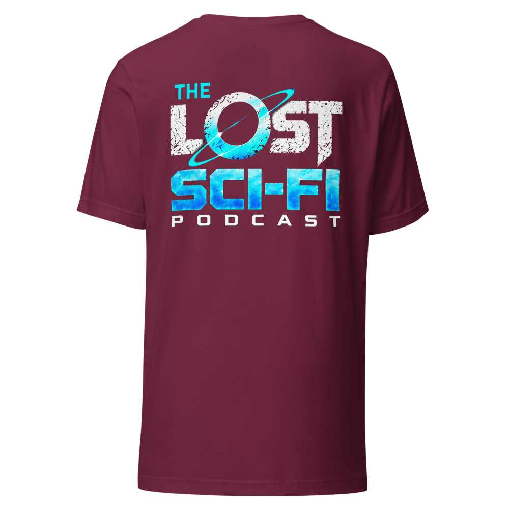 The Lost Sci-Fi Podcast Burgundy Logo T-Shirt thumbnail 2