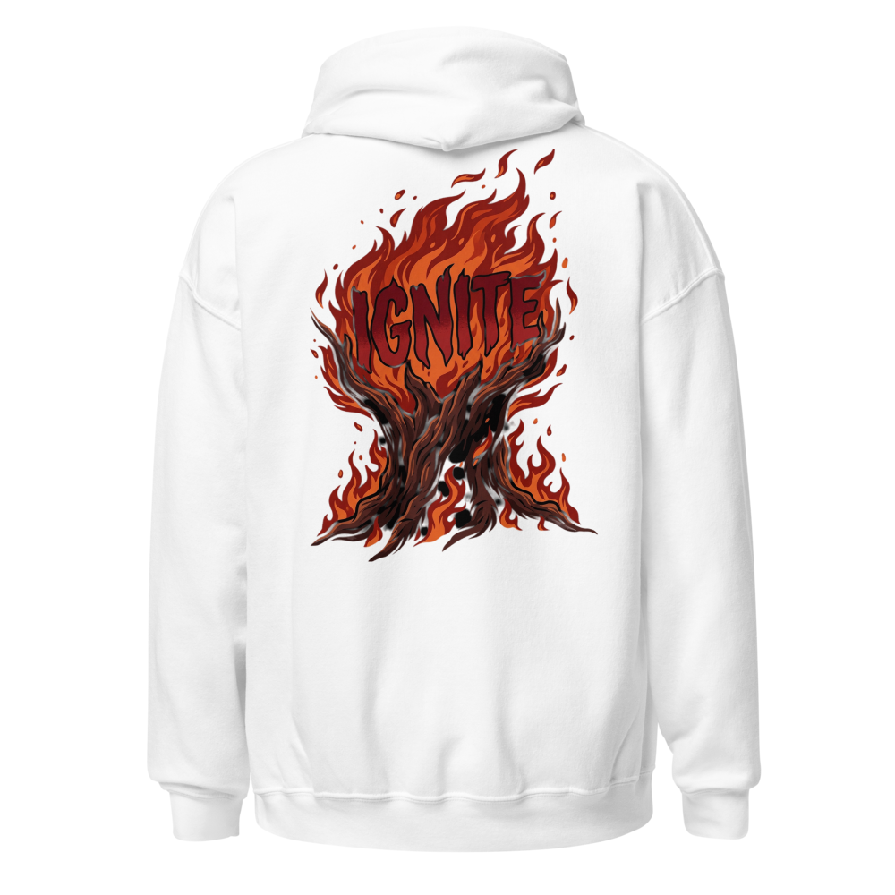 White amazing fire hoodie thumbnail 4