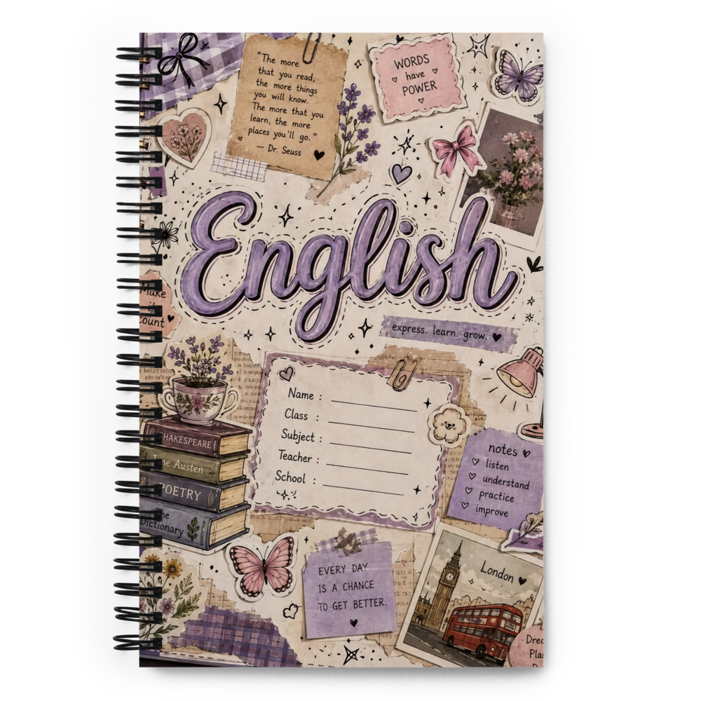Cool style spiral notebook for English language  thumbnail 2