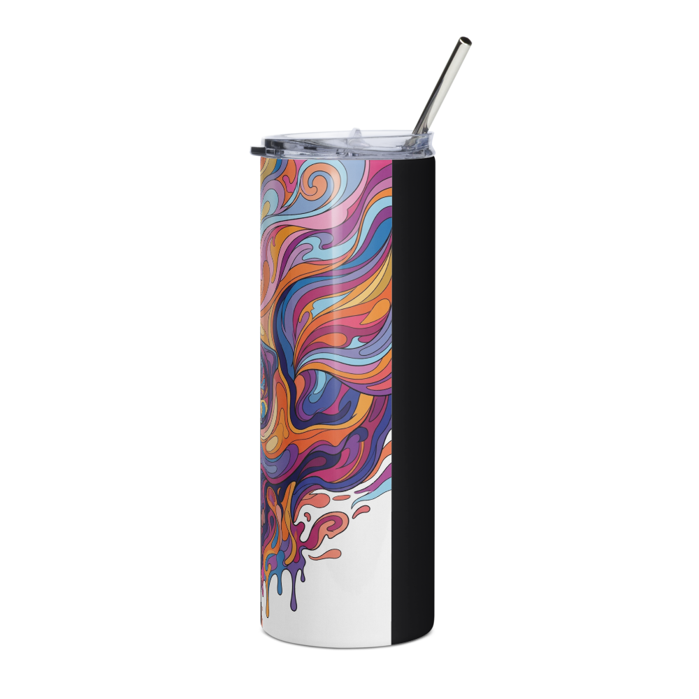 Psychedelic Skull Stainless Steel Tumbler with Str thumbnail 3