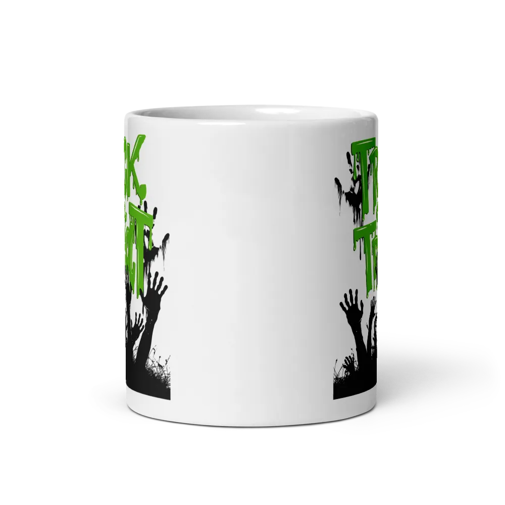 Trick or Treat Zombie Hands Halloween White Mug thumbnail 2