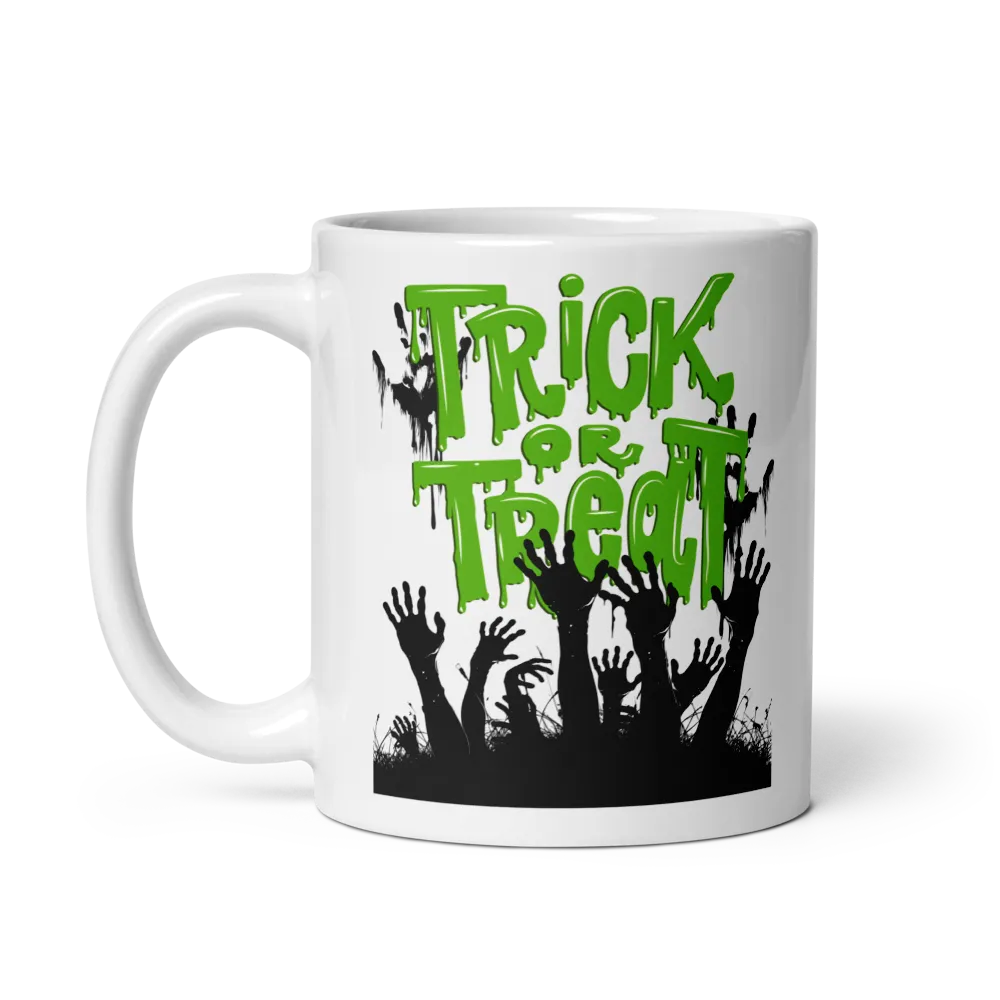 Trick or Treat Zombie Hands Halloween White Mug thumbnail 3