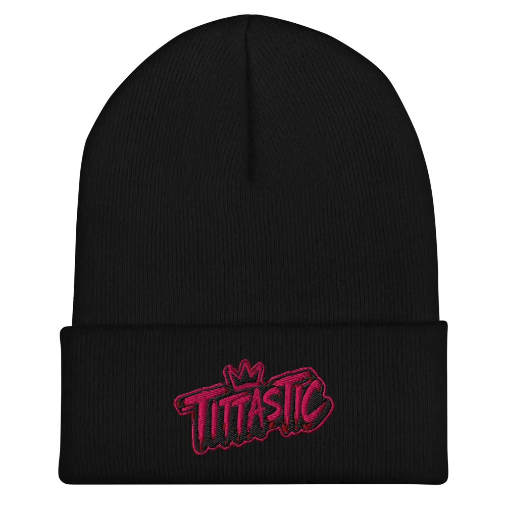 Black tittastic beanie