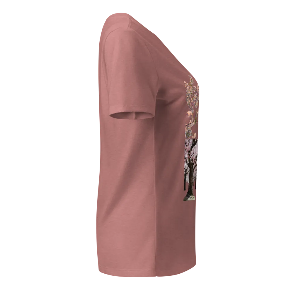Cherry Blossom Relaxed V-Neck Tee. thumbnail 4