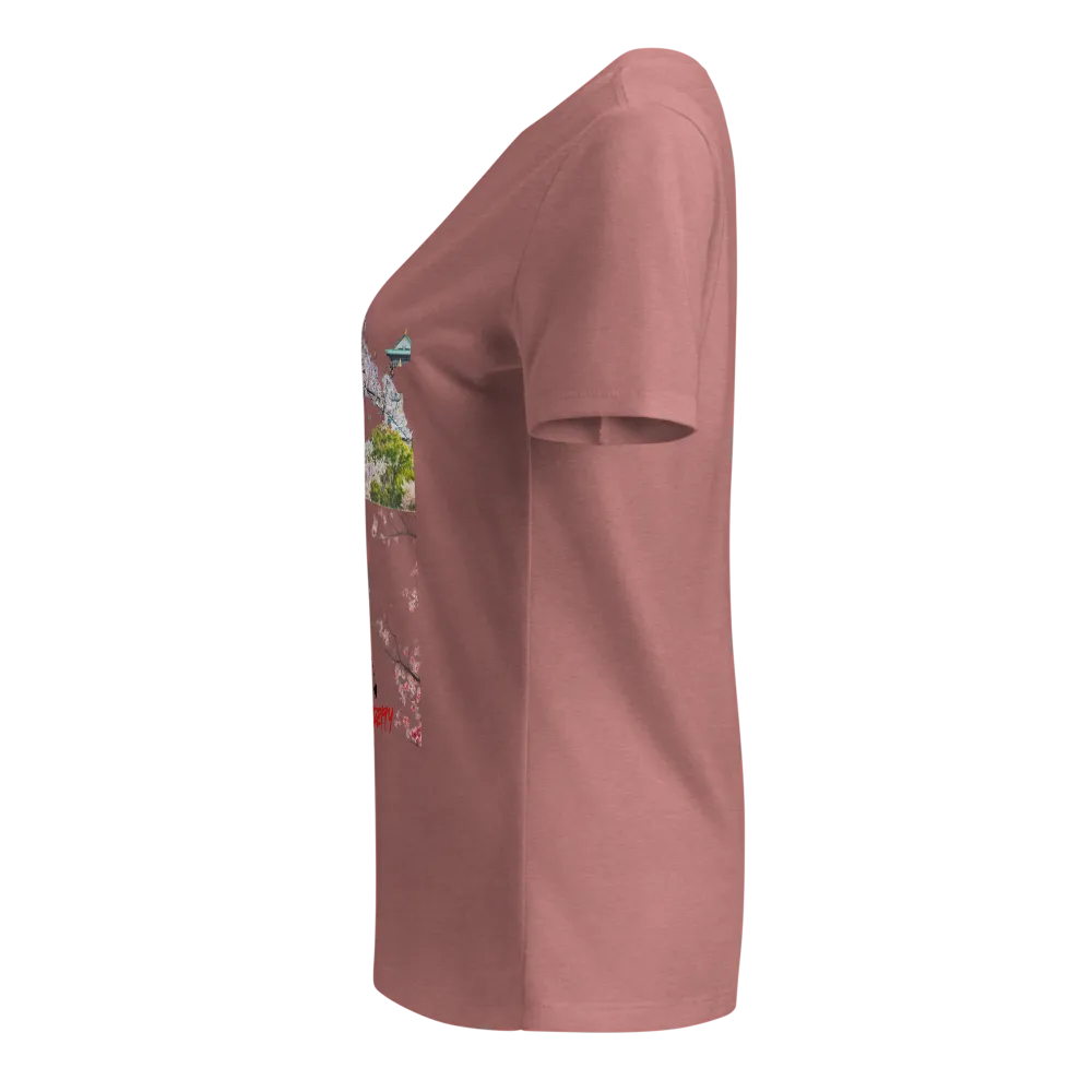 Cherry Blossom Relaxed V-Neck Tee. thumbnail 3