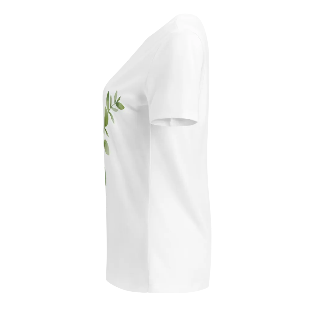 Green Leaf V-Neck T-Shirt. thumbnail 3