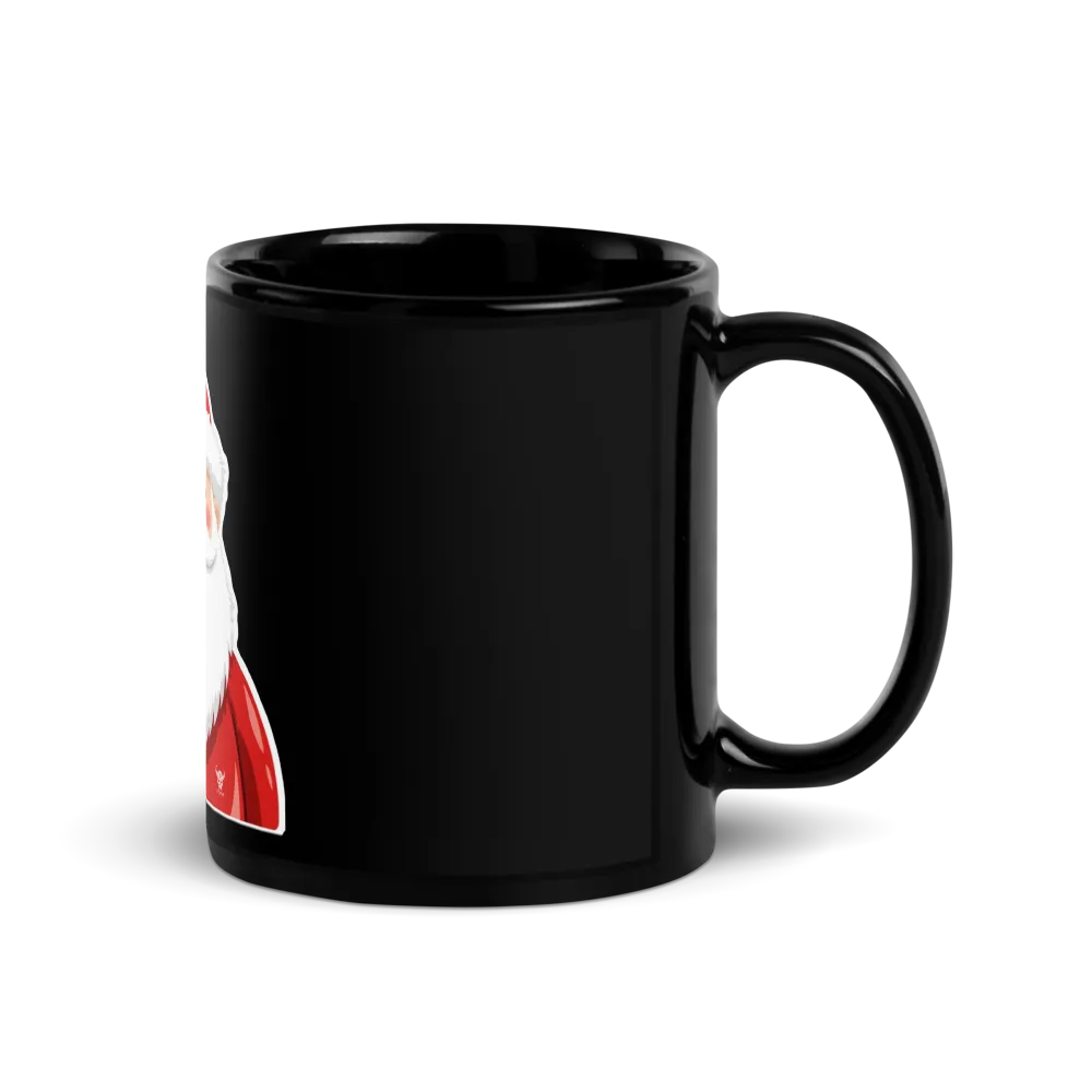 Santa Claus Christmas Magic Black Glossy Mug thumbnail 3