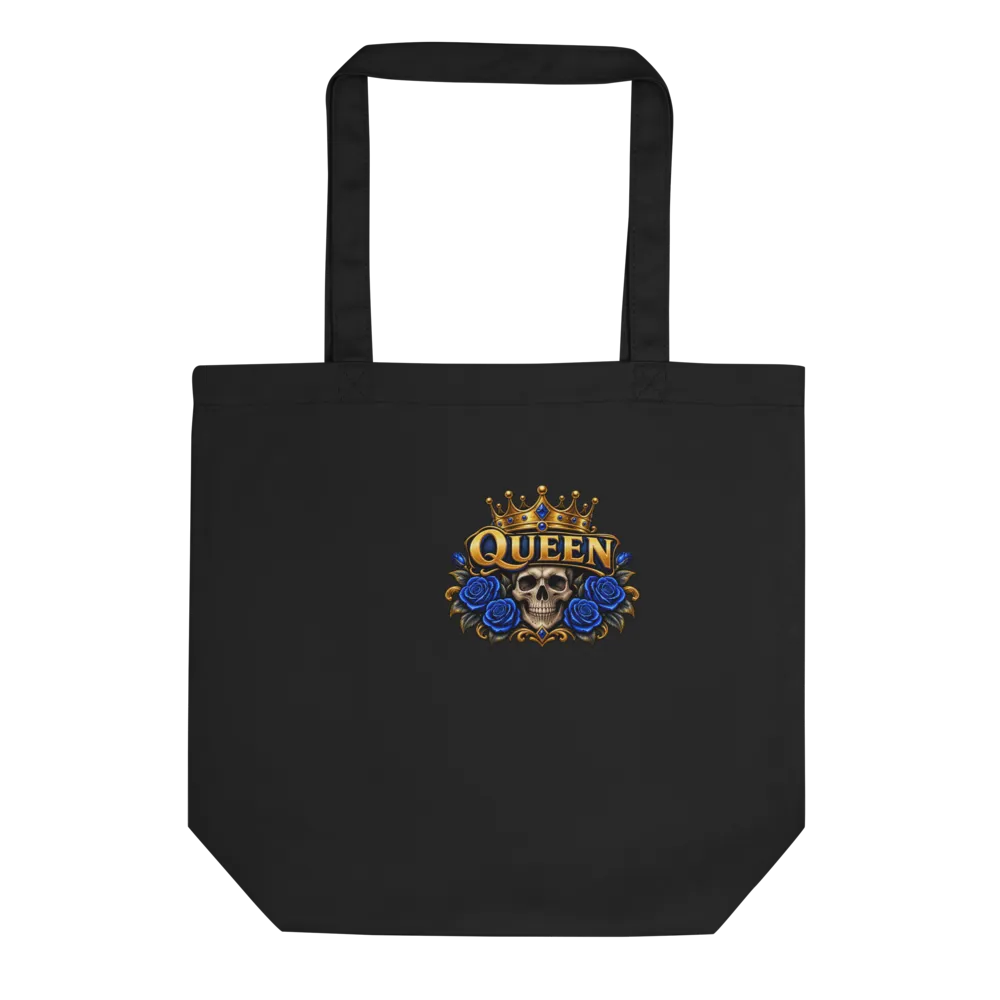 Queen Crown Skull Blue Roses T-Shirt Design