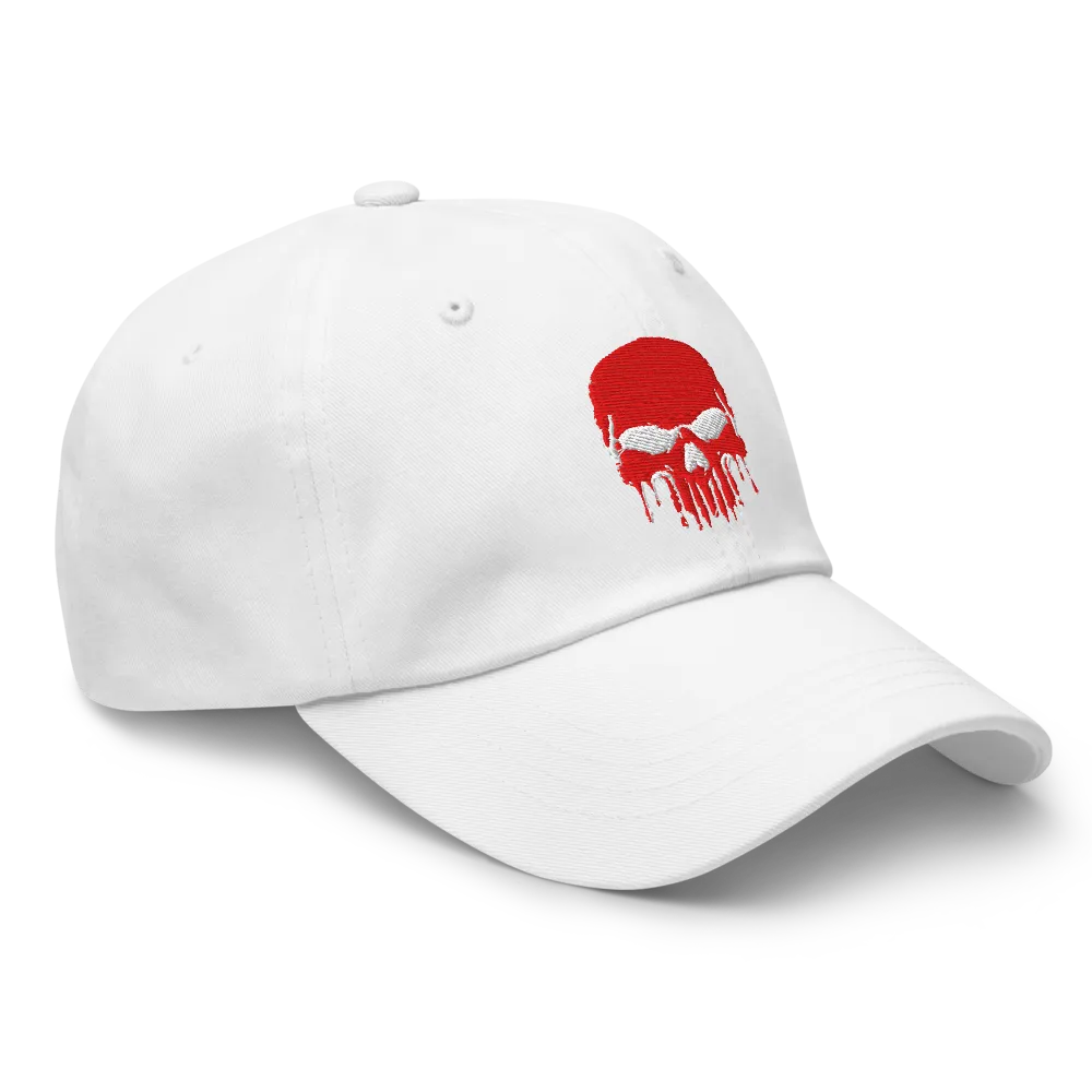 Dripping Blood Skull Embroidered Dad Hat – Whit thumbnail 4