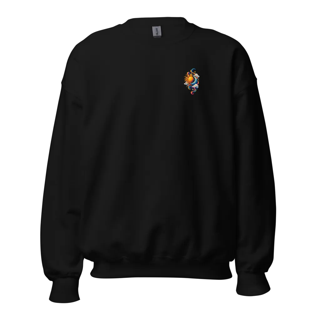 Celestial Sun Moon Graphic Black Casual Sweatshirt thumbnail 2
