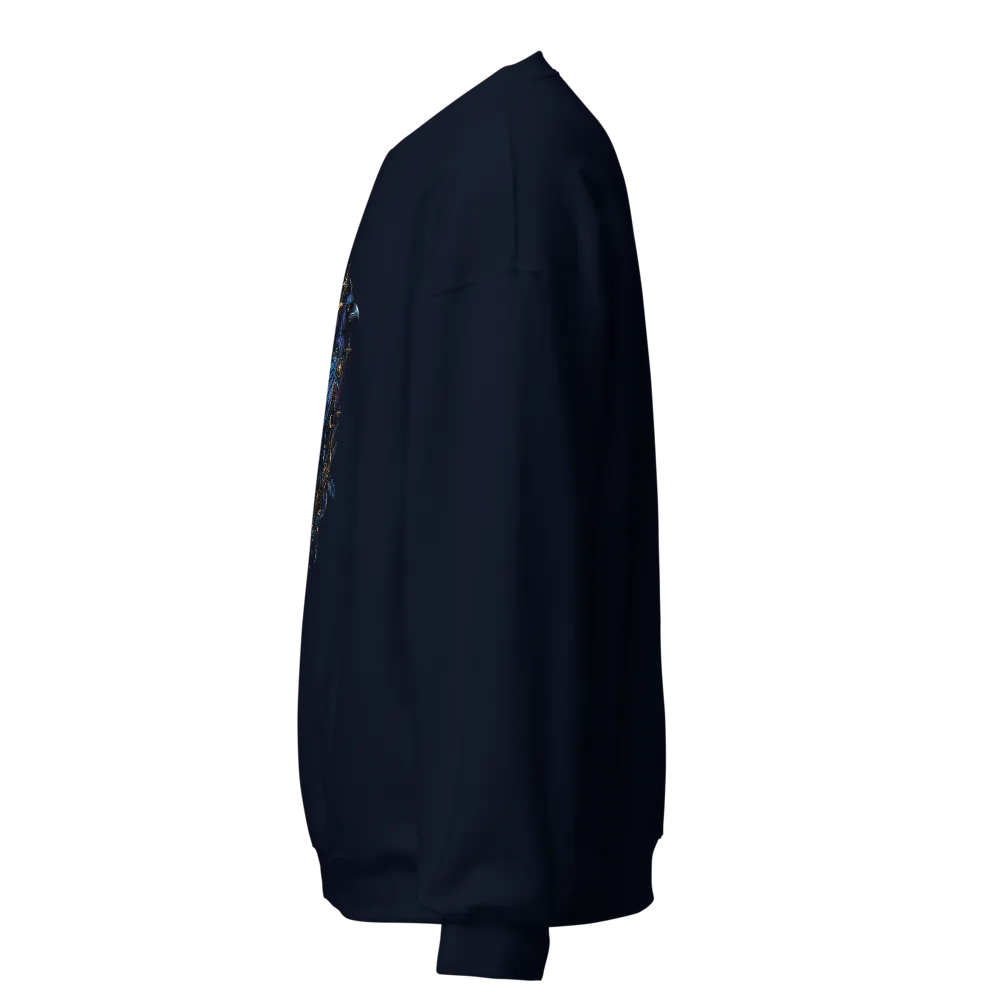 Unisex Celestial Raven Graphic Crewneck Sweatshirt thumbnail 3