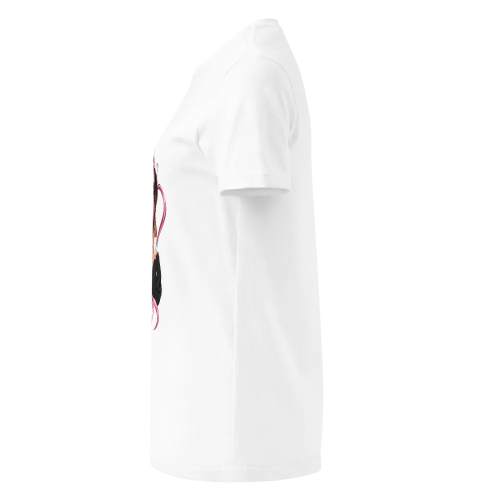 Trendy White T-Shirt With Cute Pink Bow Graphic thumbnail 3