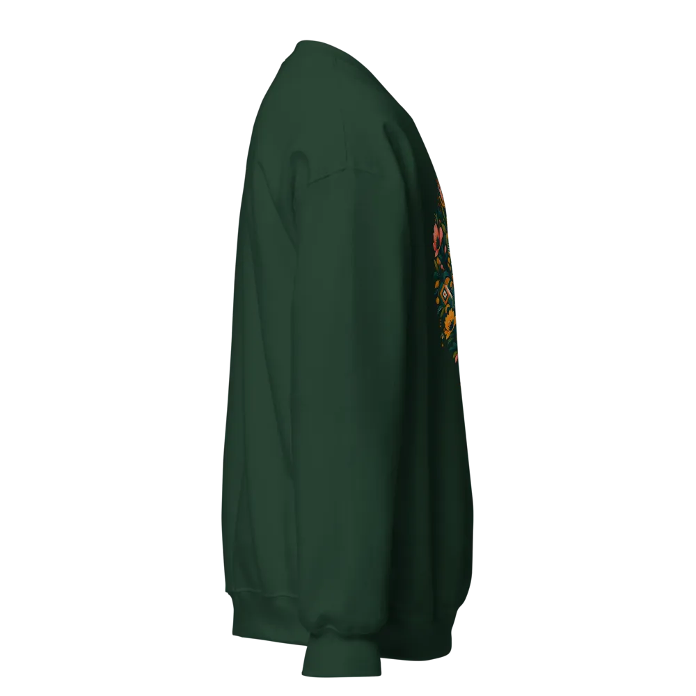 Floral Art Geometric Forest Green Sweatshirt thumbnail 4