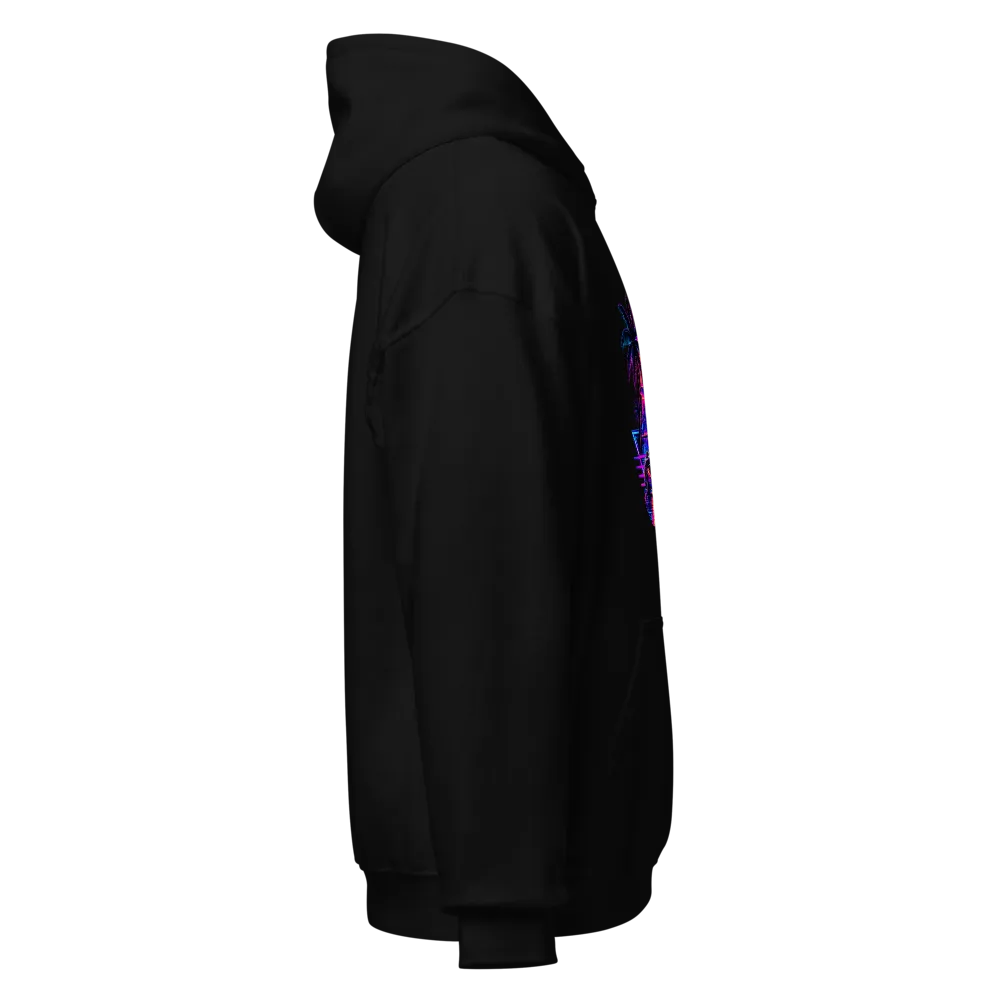 Retro 80s Synthwave Neon Car Outrun Black Hoodie thumbnail 4