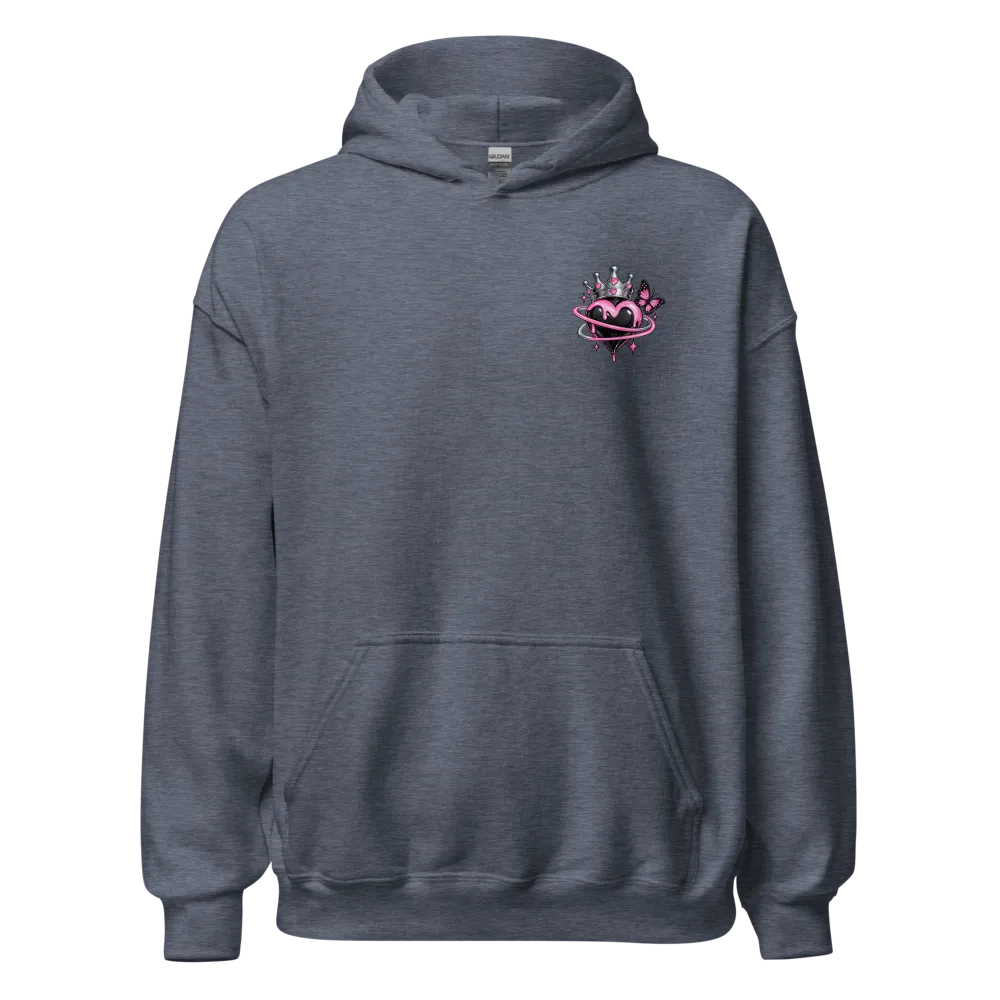 Y2K Crown Heart Graphic Hoodie - Dark Gray thumbnail 2