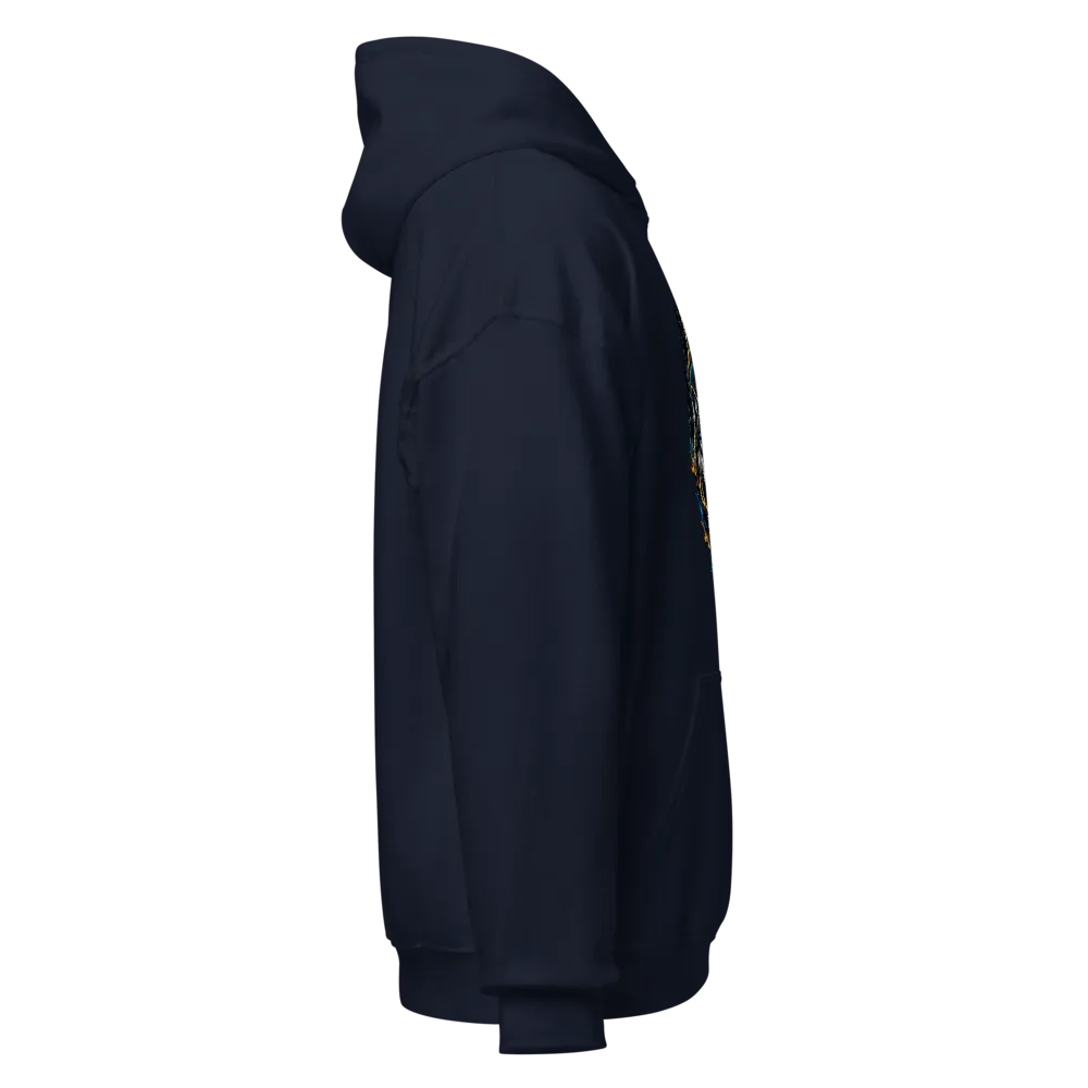 Navy Blue Animal Graphic Hoodie: Wolf, Lion, Deer thumbnail 4