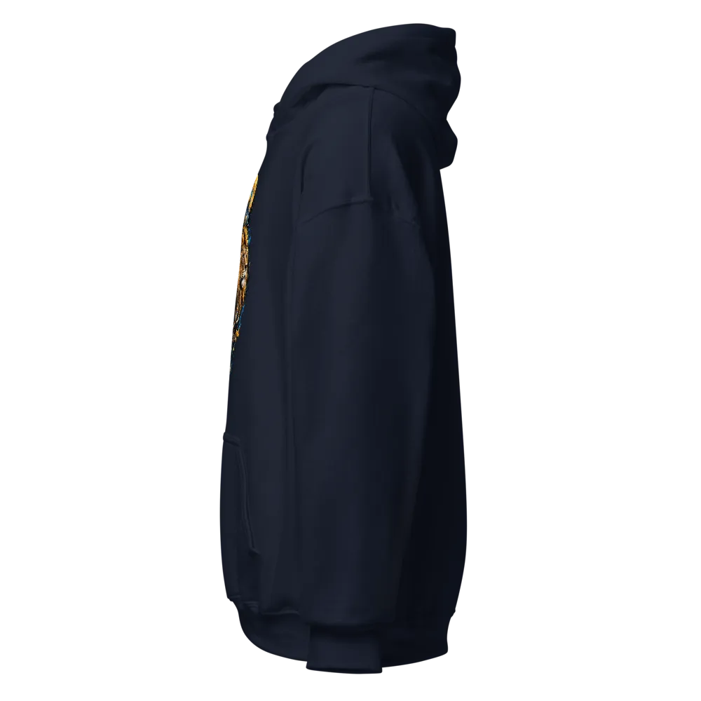 Navy Blue Animal Graphic Hoodie: Wolf, Lion, Deer thumbnail 3