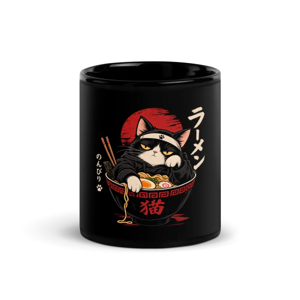 Japanese Ramen Cat - Tuxedo Cat Noodle Bowl Anime  thumbnail 2