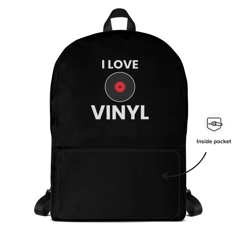 I Love Vinyl Backpack - Black thumbnail 2