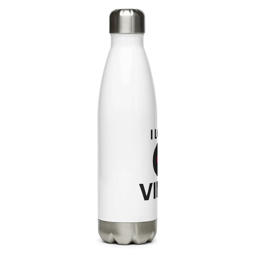 I Love Vinyl Insulated Water Bottle - White thumbnail 4