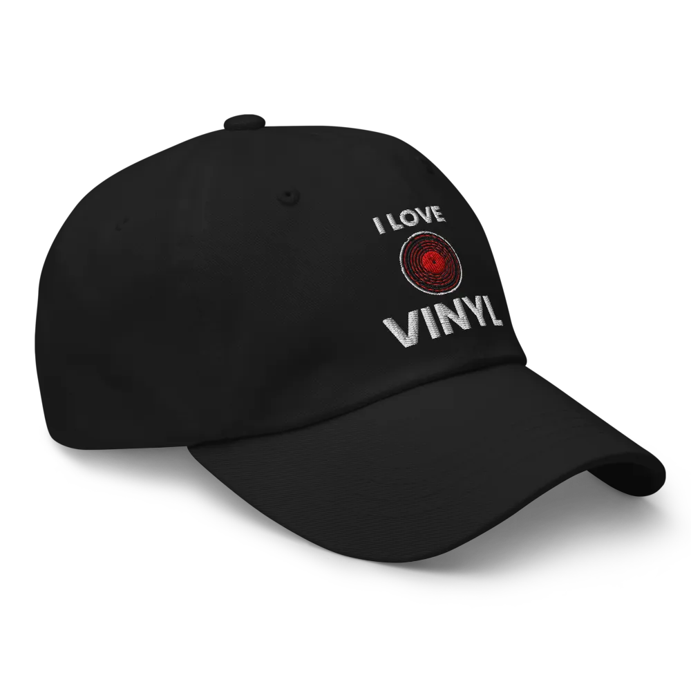 I Love Vinyl Dad Hat - Black thumbnail 4