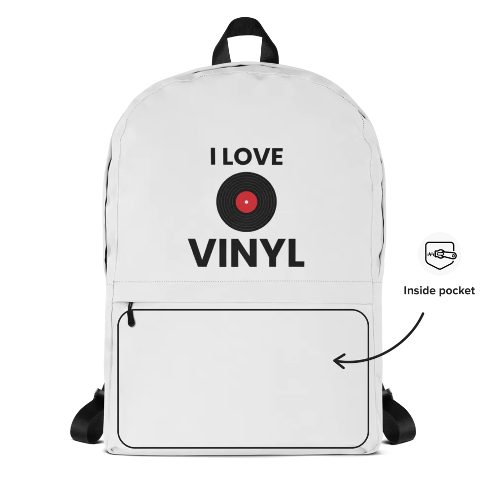 I Love Vinyl Backpack - White thumbnail 2