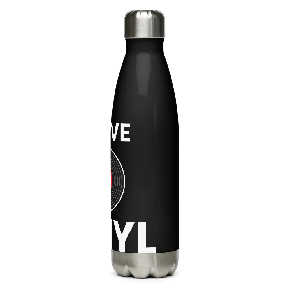 I Love Vinyl Insulated Water Bottle - Black thumbnail 3