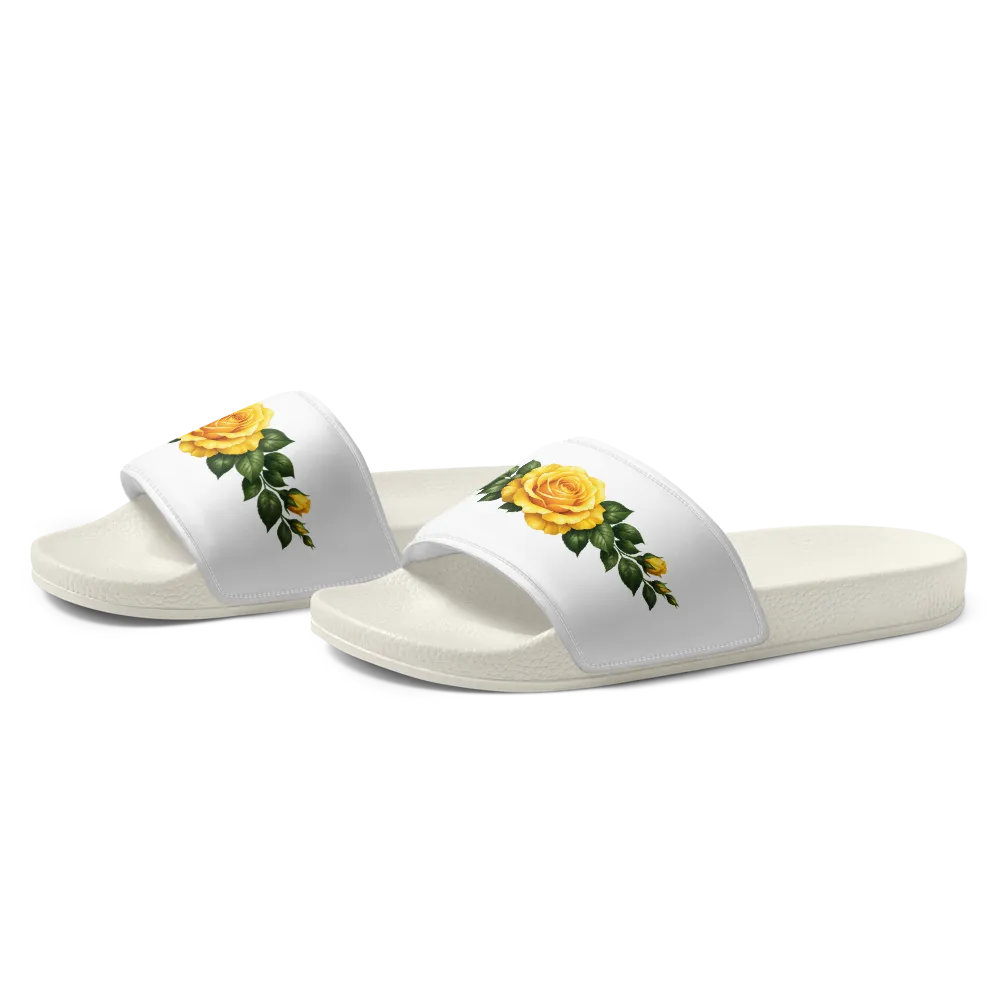 Golden Yellow Rose Luxury Women’s Slides thumbnail 3