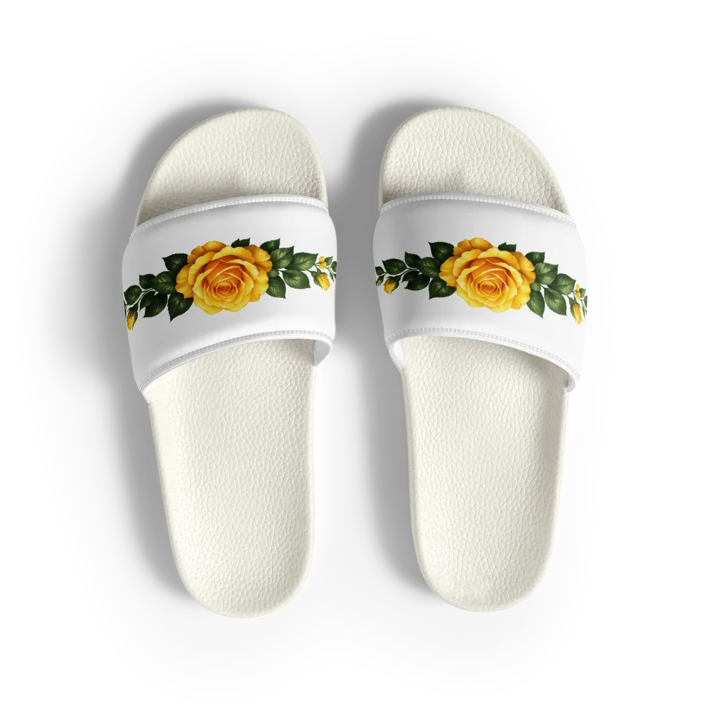 Golden Yellow Rose Luxury Women’s Slides thumbnail 2