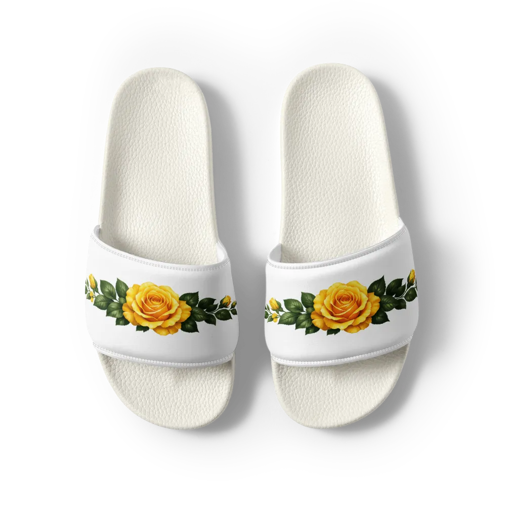 Golden Yellow Rose Luxury Women’s Slides thumbnail 4