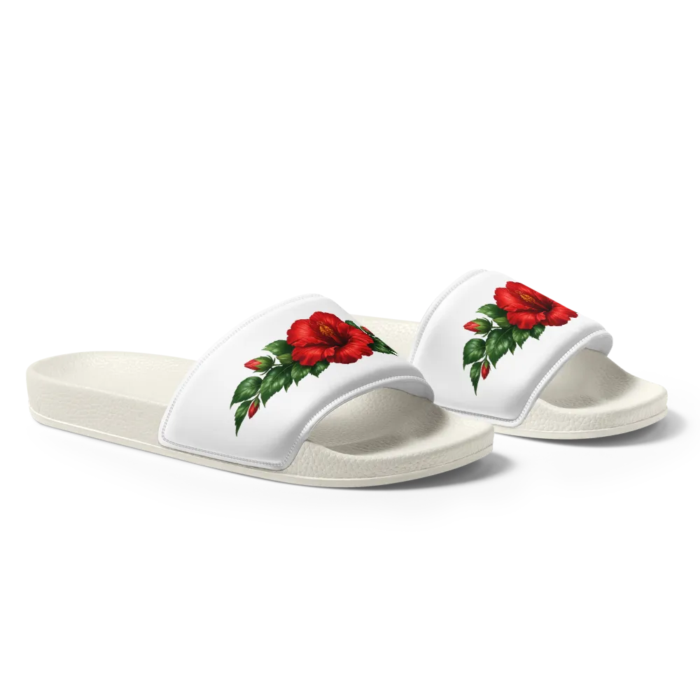 Red Hibiscus Éclat Luxury Women’s Slides thumbnail 4