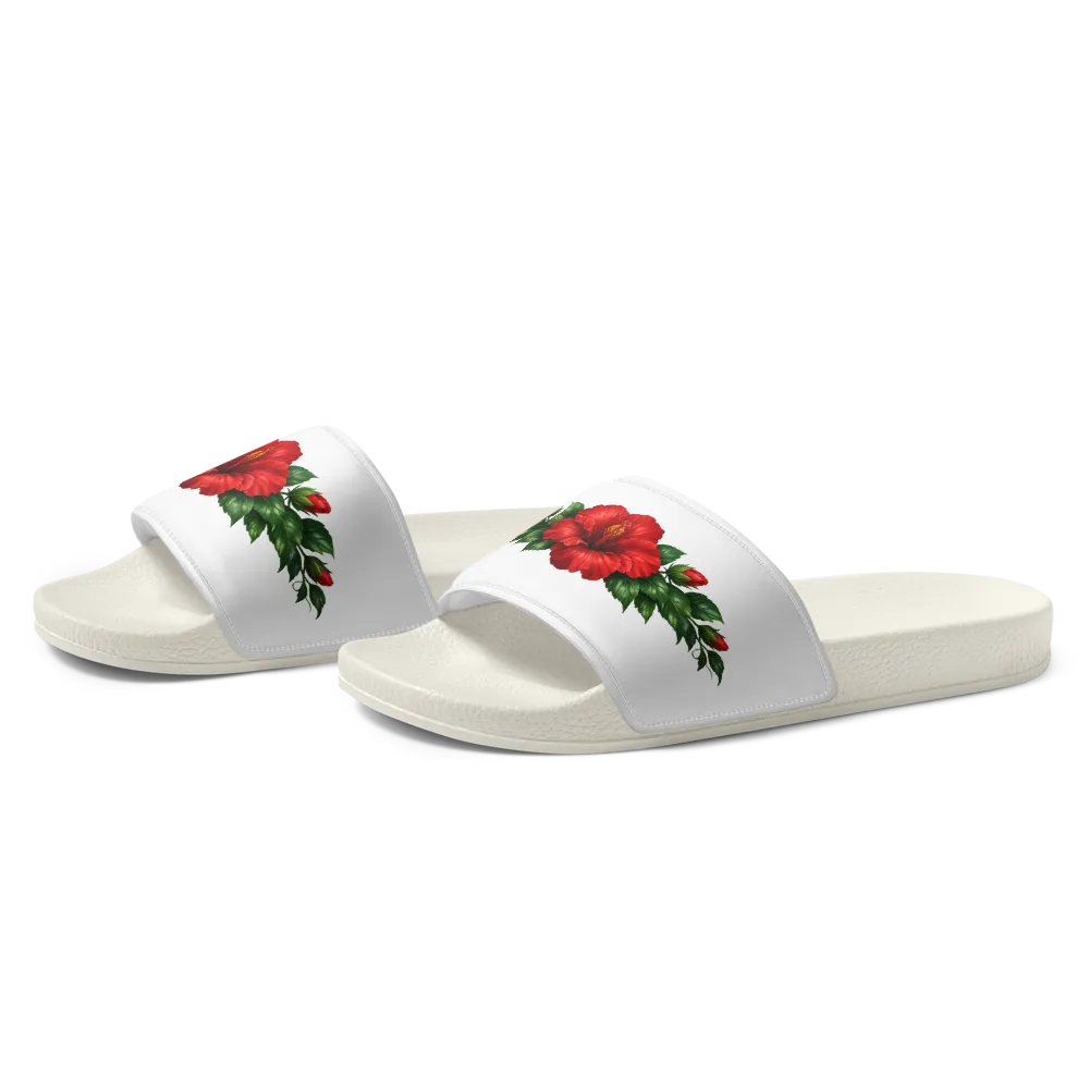Red Hibiscus Éclat Luxury Women’s Slides thumbnail 3