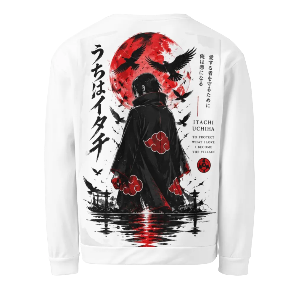 Itachi Uchiha Red Moon Anime Oversized T-Shirt thumbnail 2