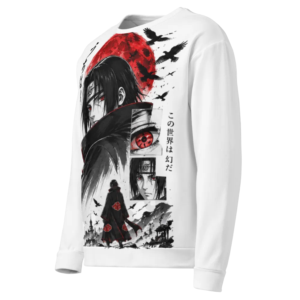 Itachi Uchiha Red Moon Anime Oversized T-Shirt thumbnail 3
