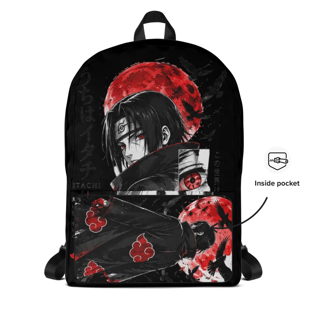 Itachi Uchiha Red Moon Anime Backpack thumbnail 2